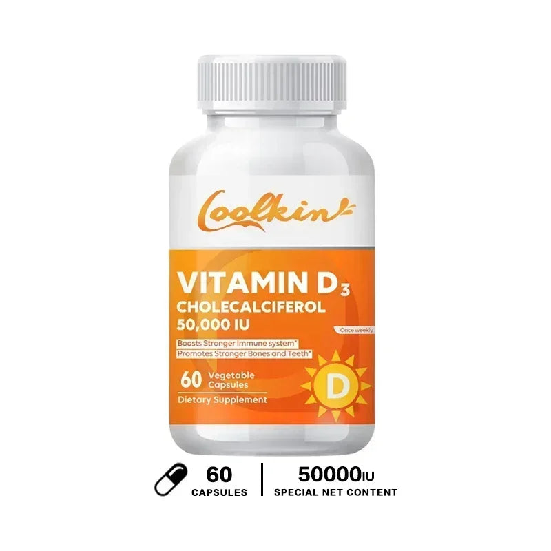 Vitamin D3 50000IU - Muscle Health, Strong Bones and Nervous System Health, Support Immune