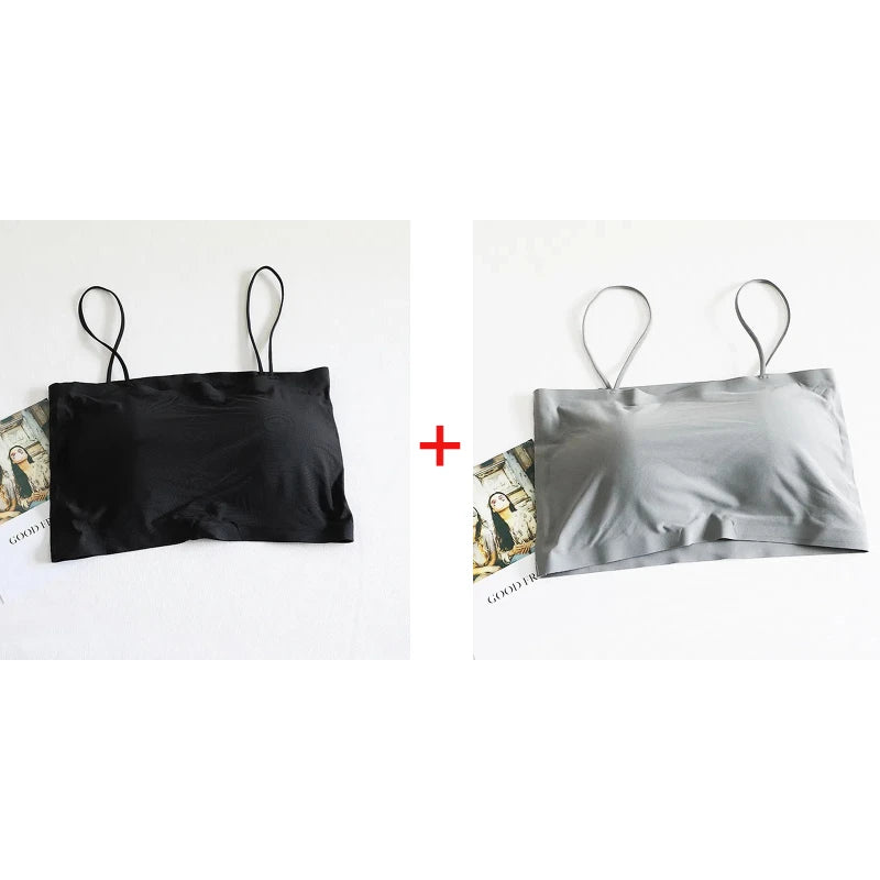 Women Sling Tube Top Bra Top Breathable Chest Pad Wearing Underwear Strapless Blouse Tube Top Bandeau Top