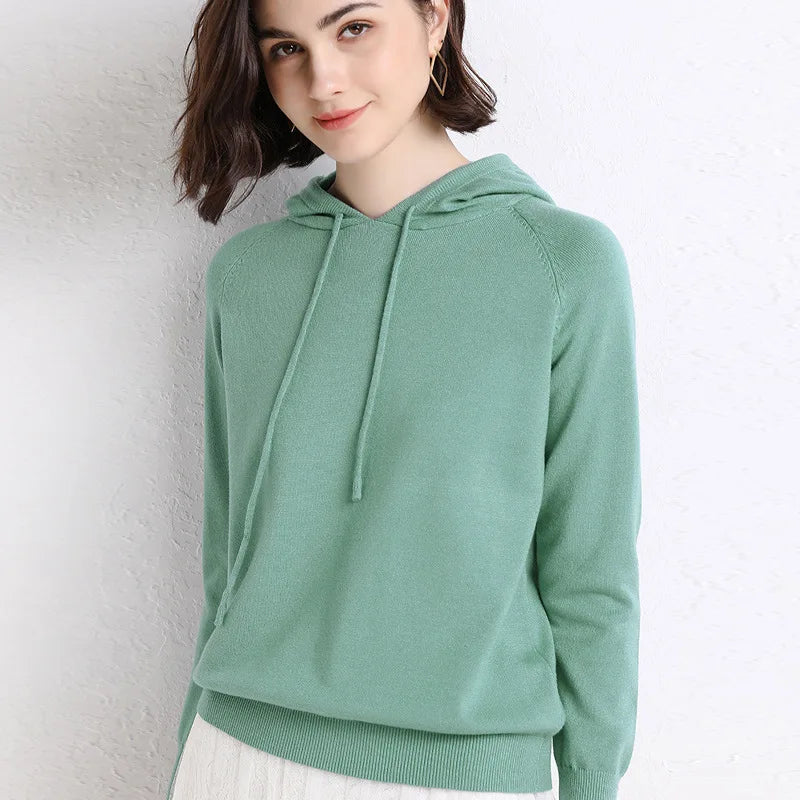 Autumn Winter Women Sweater 2025 New Solid Jumper Long Sleeve Hooded Pullovers Korean Fashion Loose Lady Casual Knitted Sweaters