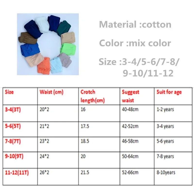 24 unids/lote de calzoncillos para bebés, ropa interior de Color sólido, bragas cortas de algodón para niños