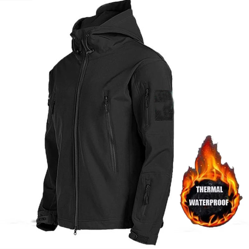 Men Cargo Autumn Winter Fleece Sharkskin Hiking Jackets Tactical Military Army Climbing Trekking Casual Trainning Camping Coat