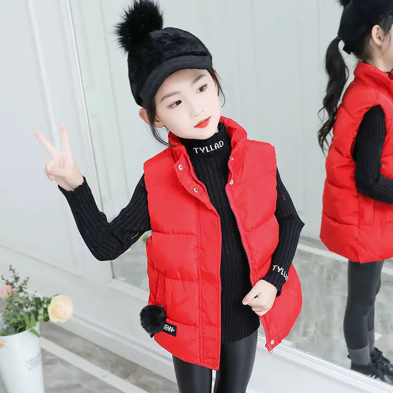 Children's Winter New Solid Color Vest for Boys and Girls, Boys Wearing Vests, Big Kids, Baby Warm Sleeveless Vest