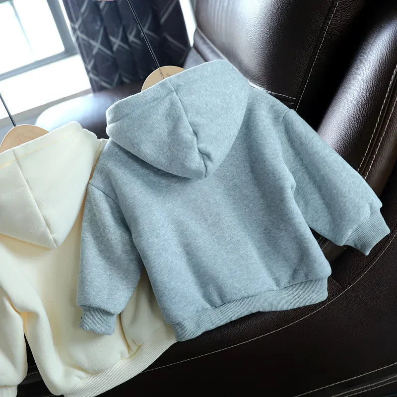 Disney Mickey Mouse Children's Hooded Sweater Autumn Winter Velvet Boys Girls Cartoon Baby Hoodie Clothes Kid Long Sleeve Tops