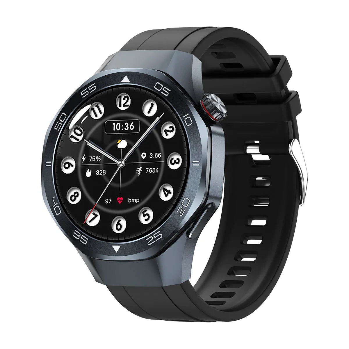 Men's Smart Watch 1.53" AMOLED Display Sapphire Glass GPS Bluetooth Call 3ATM Waterproof Health Monitor 520mAh Smartwatch