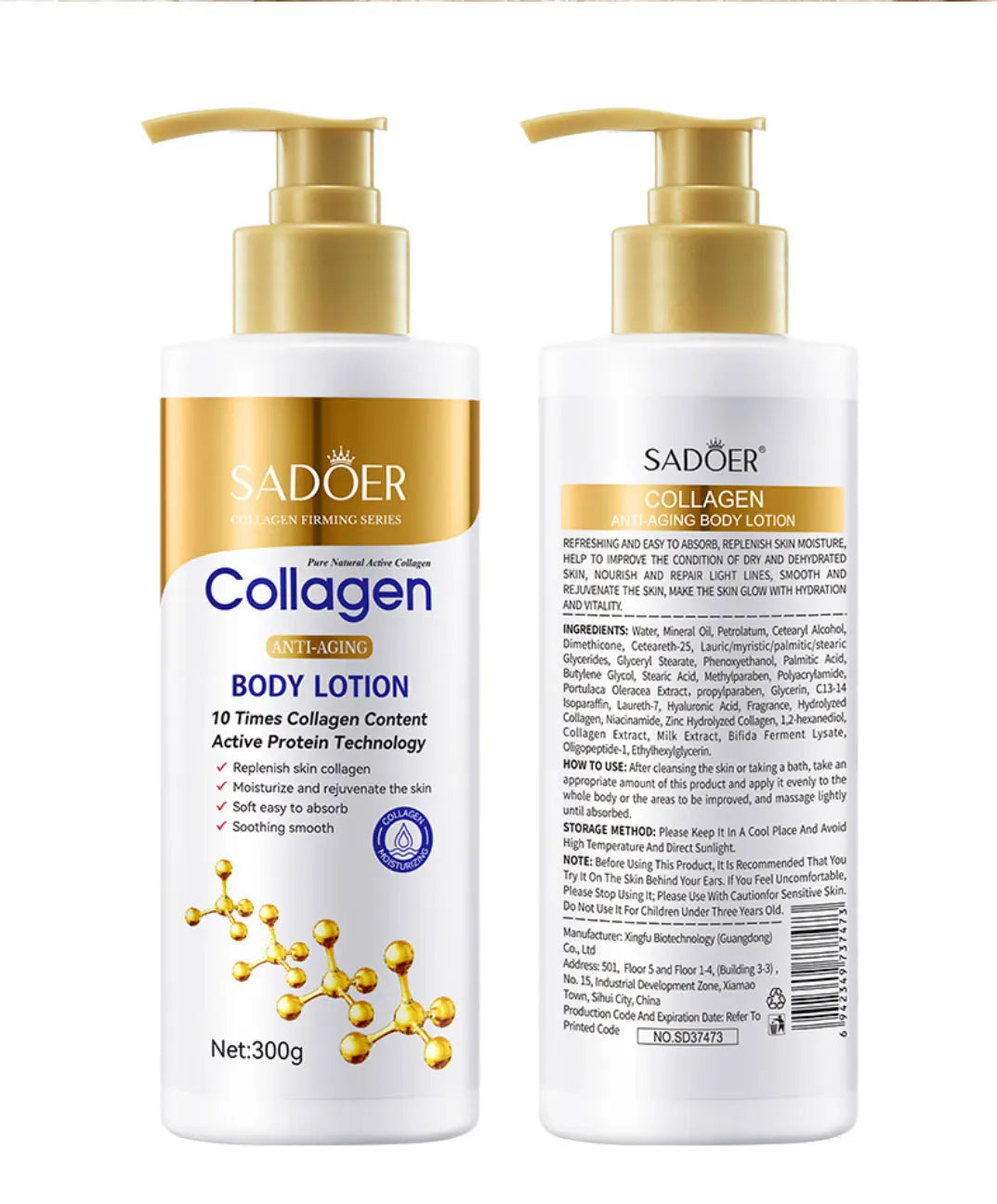 300g Collagen Anti-Aging Body Lotion: Moisturizes, Smooths, And Repairs Skin; Gentle And Easily Absorbed.