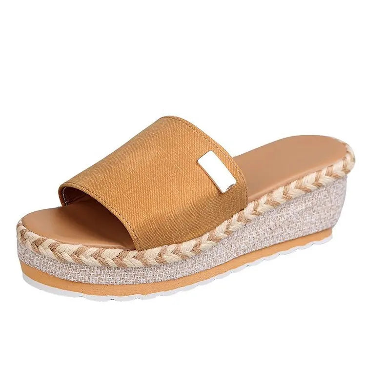 Womens High Heel Sandals Ladies Thick Bottom Casual Slippers Summer New Wedges Sandals Female Shoes Women Platform Mules Slipper