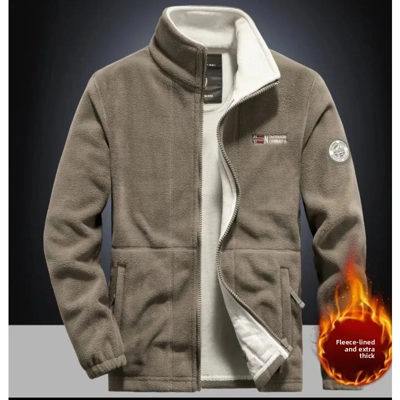 Spring Autumn Men's Outdoor Leisure Fishing Windproof Warm Cashmere Jacket Comfortable Fashionable Windproof Breathable Top