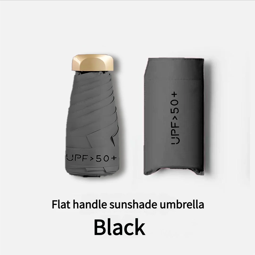 Ultra Light Small Mini Women Five Fold Umbrella Sun Proof Sun Proof Anti UV Sun Rain Dual Use Umbrella Thick Black Glue Pocket S