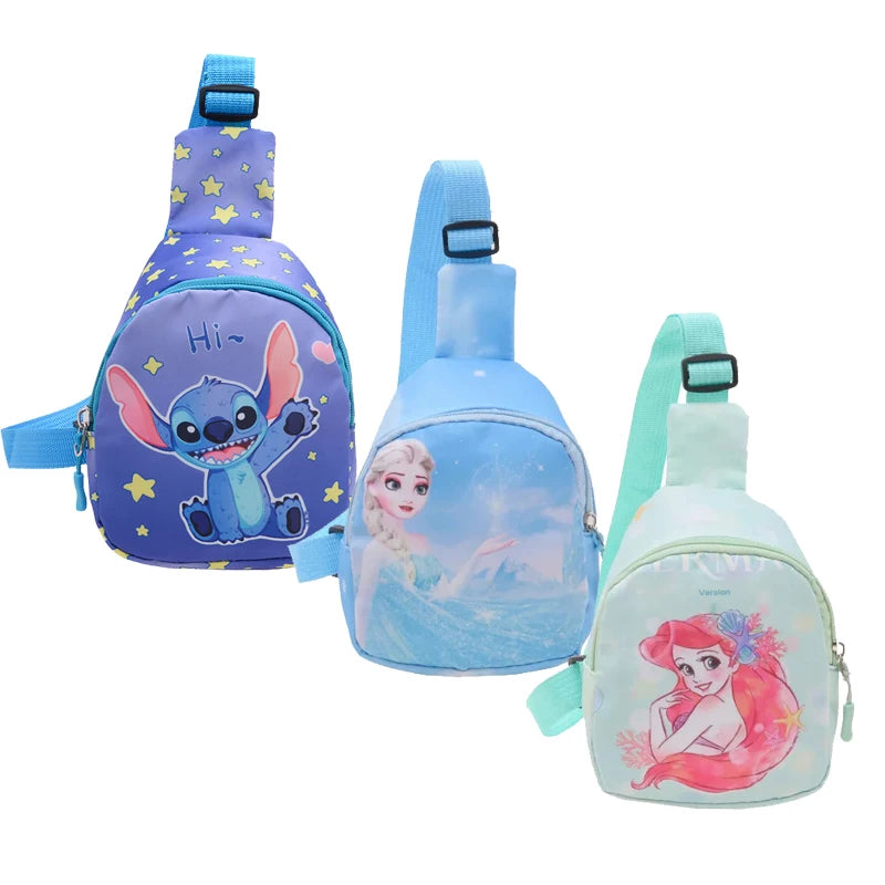 Nuevo Mini paquete de pecho de dibujos animados de Disney Stitch para niños, bolsos cruzados de Minnie Mouse Frozen, bolsos de hombro informales, regalos