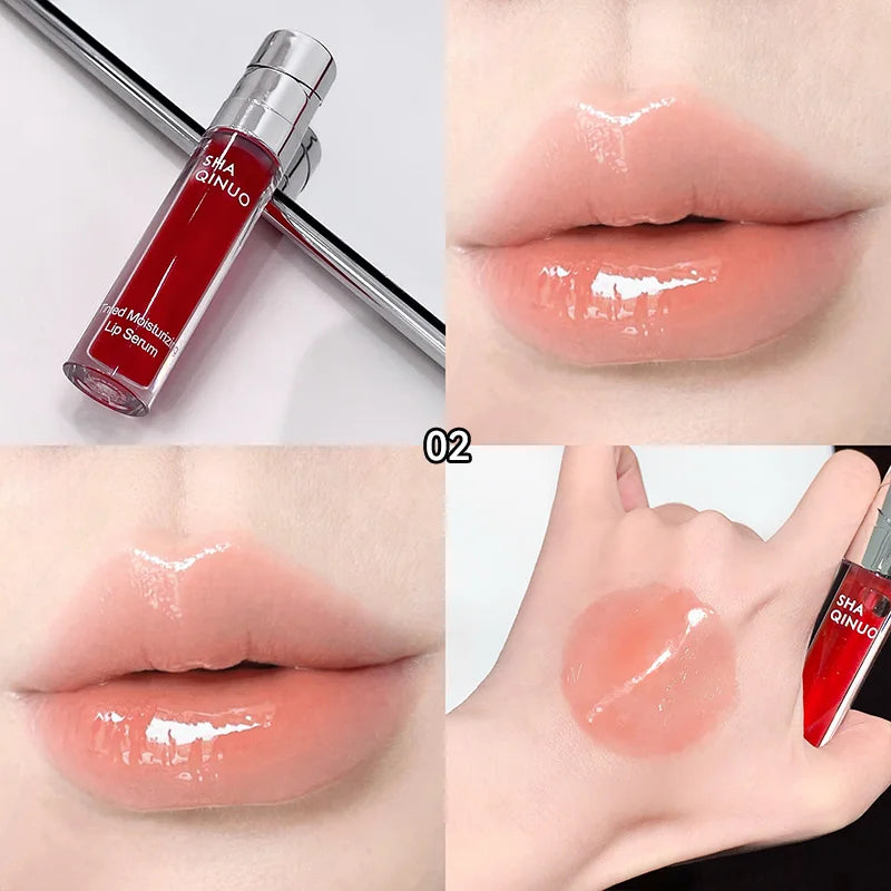 SHAQINUO Tinted Lip Serum 2.6g Deep Moisturizing Hydrating Tinted Lip Gloss Watery Glossy Mirror Finish Natural Nude Makeup