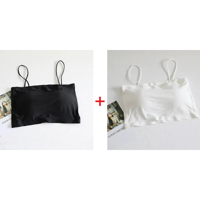Women Sling Tube Top Bra Top Breathable Chest Pad Wearing Underwear Strapless Blouse Tube Top Bandeau Top