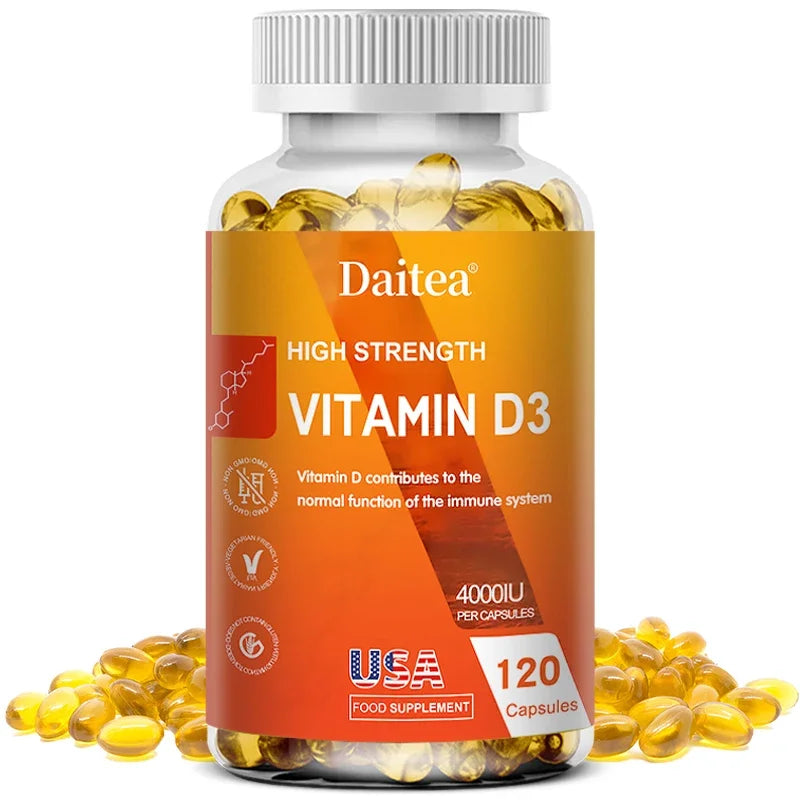 Vitamin D3 Capsules 4000IU Provide Immune, Bone Support, Promote Calcium Absorption, Promotes Muscle Health, Nervous System