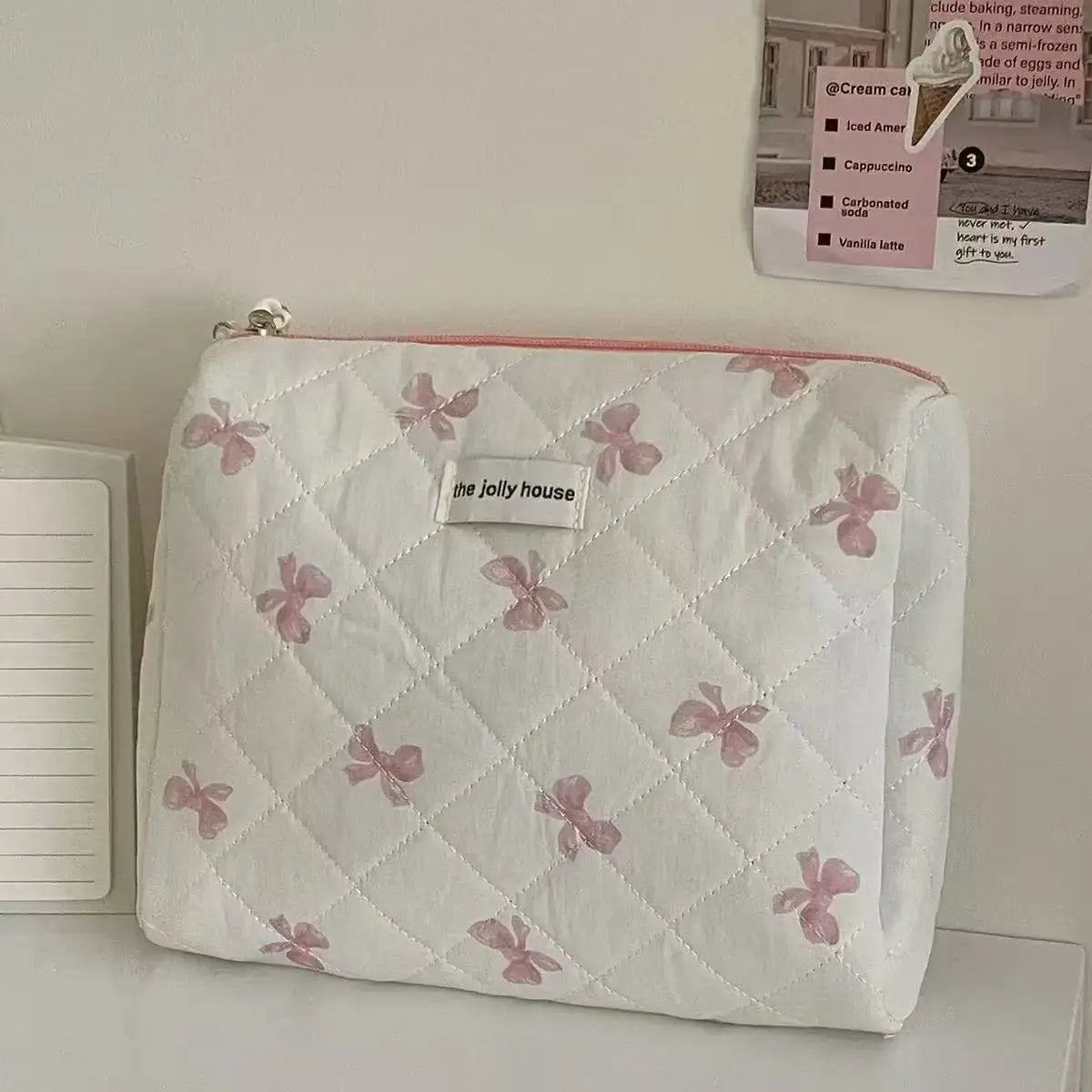 Large Capacity Makeup Bag Bow Print Cosmetics Bag Sundry Storage Bags Organizer for Travel Toiletries neceser Pouch косметичка