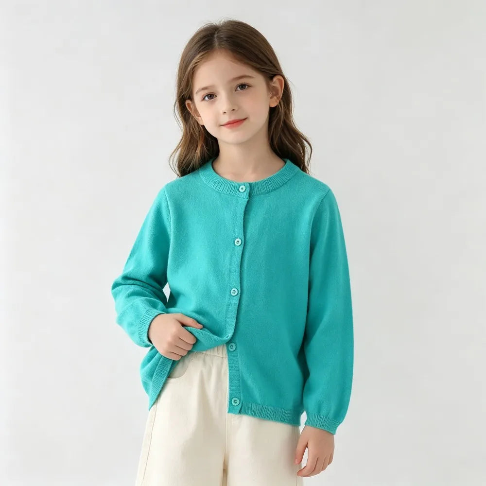 Kids Cardigans for Girls Solid Candy Color Sweater Toddler Baby Boys Knitwear Jacket Spring Autumn Cotton Children Clothing