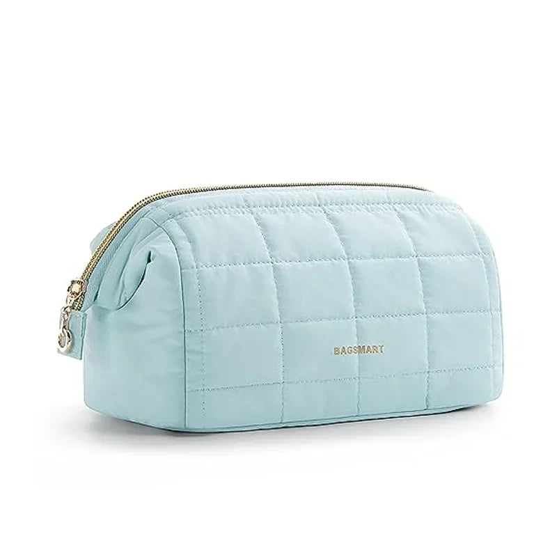 BAGSMART Makeup Bag Puffy Padded Make Up Bags for Women Makeup Organizer Case Wide-open Pouch Toiletry Bag Travel Essentials