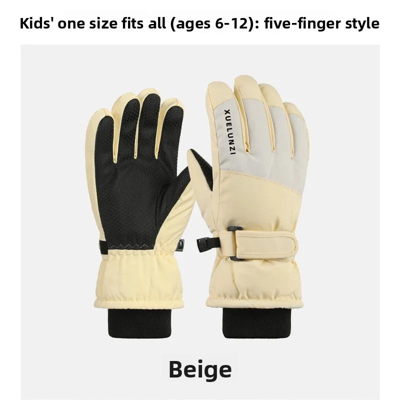 Kids Winter Ski Gloves Waterproof Thermal Snow Gloves for Boys Girls Outdoor Cold Weather Mittens for Cycling Riding and Sports