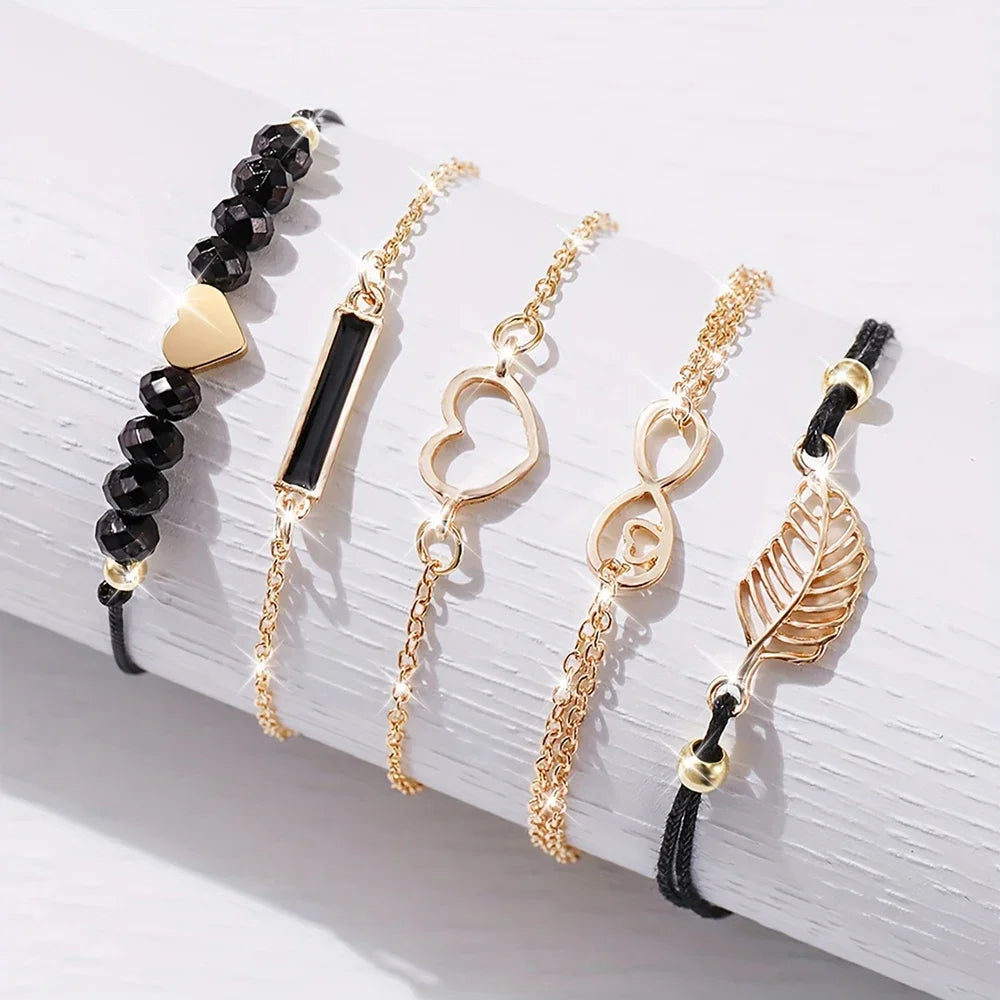 6PCS Set Watch for Women Luxury Leather Analog Ladies Quartz Wrist Watch Fashion Bracelet Watch Set Female Relogio Feminino Gift