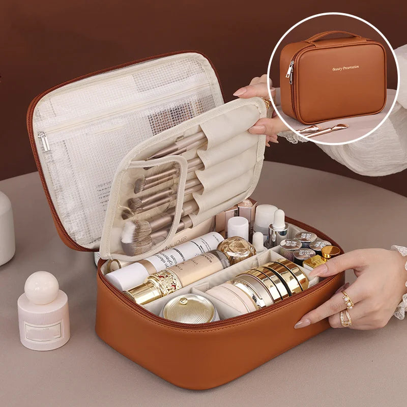 Makeup Bag Women's Cosmetic Bag Double Layer Large Capacity Portable Storage Bag Travel Organizer Waterproof Toiletry Bag