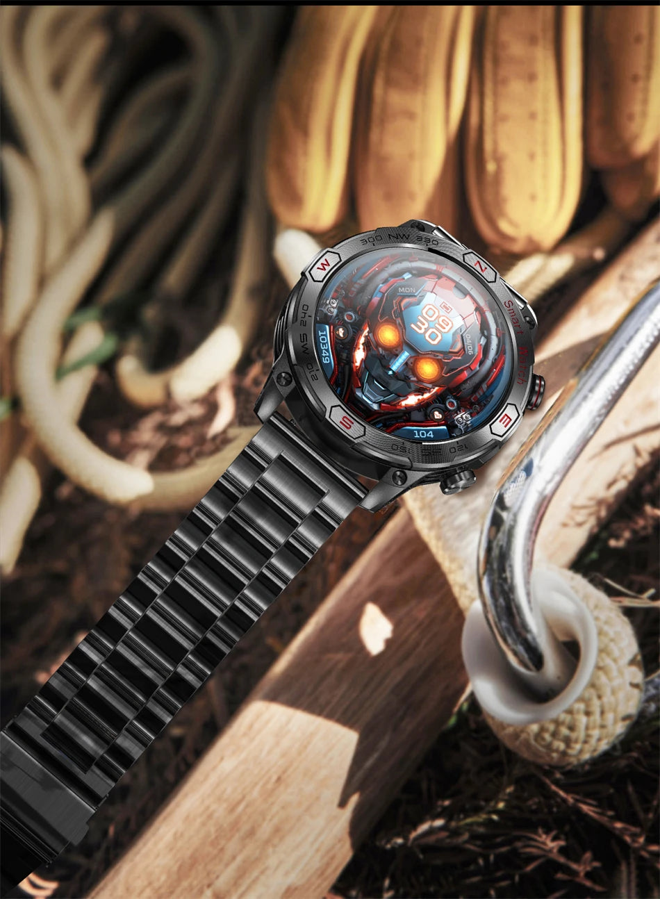 For Huawei Xiaomi New AMOLED Smart Watch Men Rugged Military Bluetooth Call Heart Rate Fitness Tracker IP68Waterproof Smartwatch