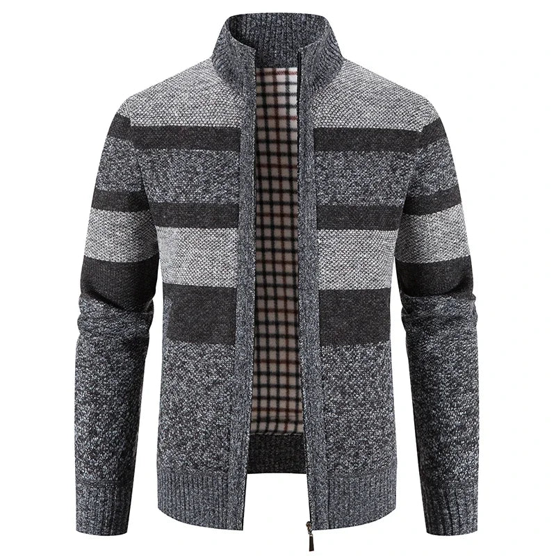 Autumn Winter Sweater Men Warm Cashmere Cotton Blended Pullovers Cardigan Men Fashion Casual Stand Collar Breathable Men Jackets