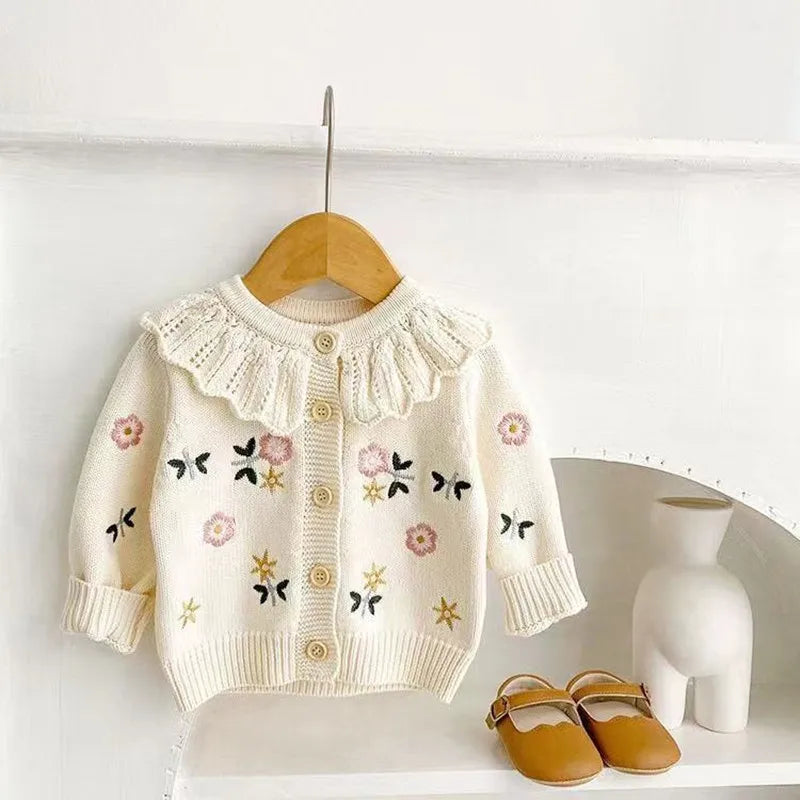 Abrigo de primavera y otoño para niñas, suéteres para bebés y recién nacidos, cárdigan de punto, ropa para salir, cárdigan para bebé
