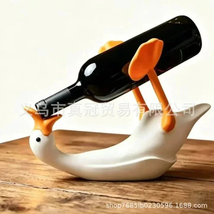 Portable Cute Goose Wine Bottle Holder Table Bar Kitchen Dining Room Bottle Rack Stand Decorative Tabletop Gift Kitchen Decor