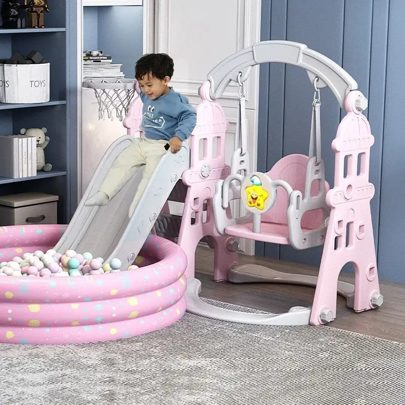 Tobogán para niños, escalera familiar para interiores y exteriores para bebés con escalera para niños, columpio, juguetes combinados pequeños para bebés