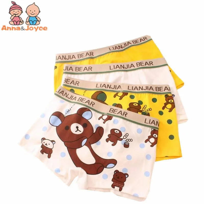 2Pc/Lot Boys Underwear Children Cartoon Animal Print Cotton Boxer Briefs Shorts Toddler Kids Panties 1-10Y
