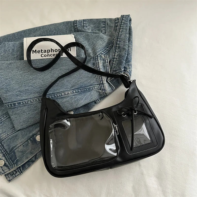 Y2k Harajuku Shoulder Bag Women Korean Transparent Bag School Crossbody Bag Female Japanese Designer Handbag Purse