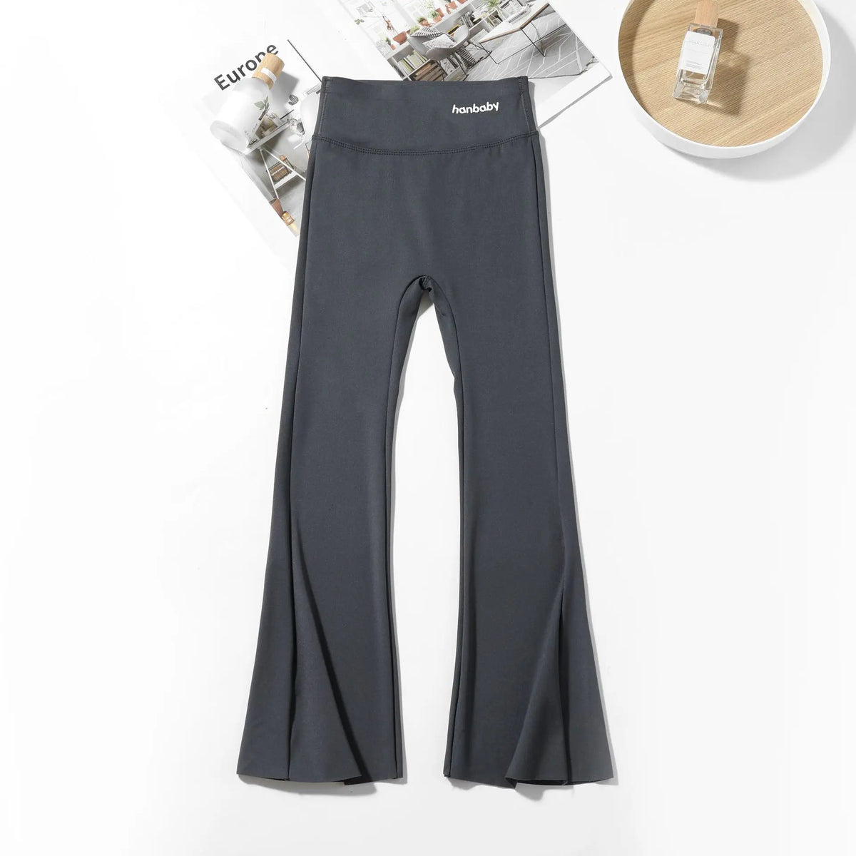 Girls High Waist Micro Flare Shark Leggings Girl's Trousers Summer and Spring Solid Stretchy Yoga Pants for Kid