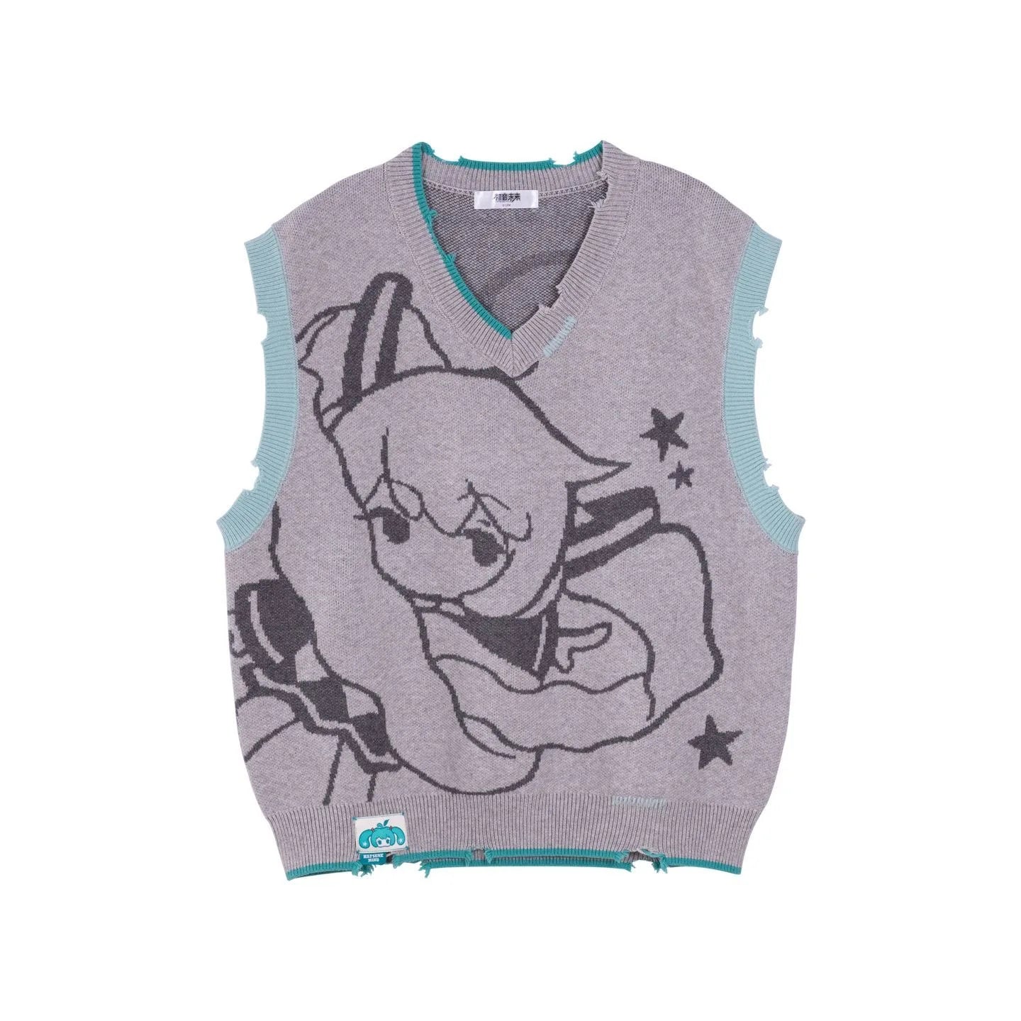 Moeyu Hatsune Miku Women Sweater Vest Sleeveless Vests Men Harajuku Winter Autumn Woman Clothing Top Knitwear Vest for JK Shirt