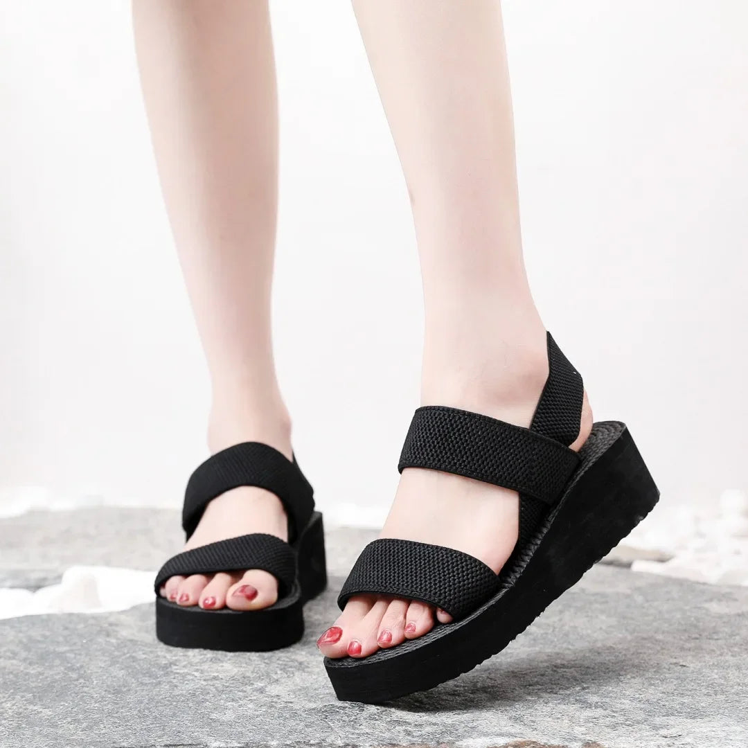 Minimalist Slingback Wedge Sandals Outdoor Summer Lightweight Slides Solid Color Thick Bottom Ladies Shoes Female Sandals
