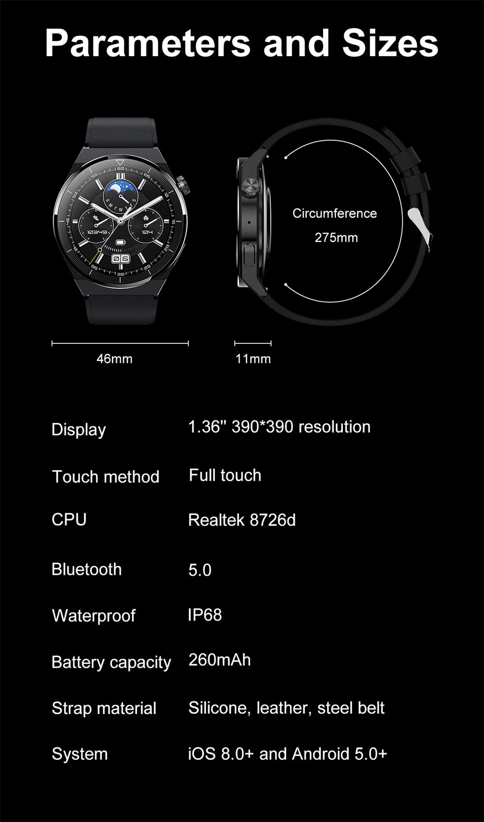 New NFC Smart Watch Men GT3 Pro AMOLED 390*390 HD Screen Heart Rate Bluetooth Call IP68 Waterproof SmartWatch For Huawei Xiaomi