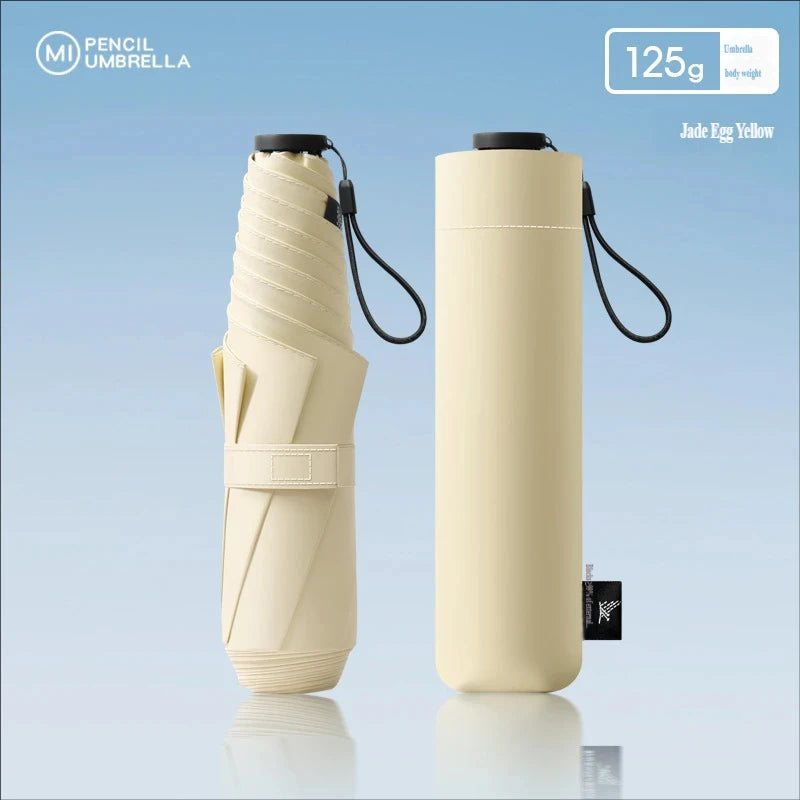 125g Ultra-Light Fiber Sun Umbrella, 5-Rib 3-Fold Pencil Umbrella, UV Protection Dual-Use Sun & Rain Portable Umbrella
