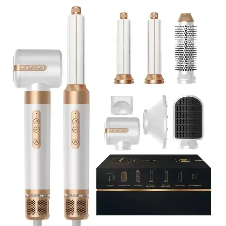 7 In 1 Hair Dryer Brush Brushless High Speed Hair Dryer with Diffuser Ionic Blow Dryer Hot Air Styling Comb Auto Hair Curler