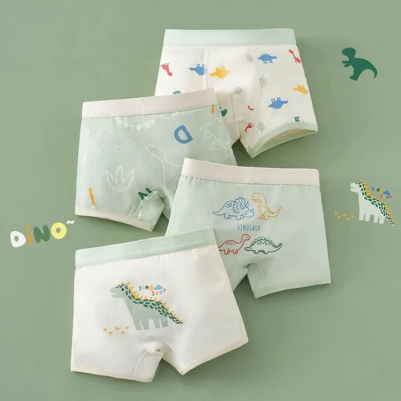 4 Uds. Bragas antibacterianas de algodón para chico, bragas finas suaves y transpirables, ropa interior para niños pequeños de 3 años, calzoncillos con estampado de dinosaurio para bebé