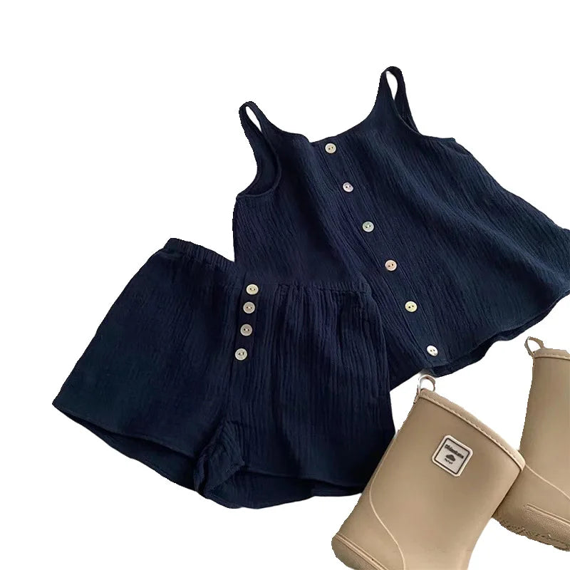 Girl Set Summer Thin Top and Shorts New Girl Summer Outfit Gentle Temperament Two-piece Set Toddler Girl Clothes