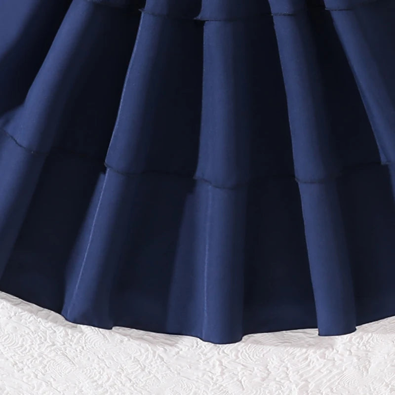 Girls 8-12 Fashion Dress, Solid Color Stand Collar Button A-Line Tiered Dress, Chic and Stylish for Daily Outings