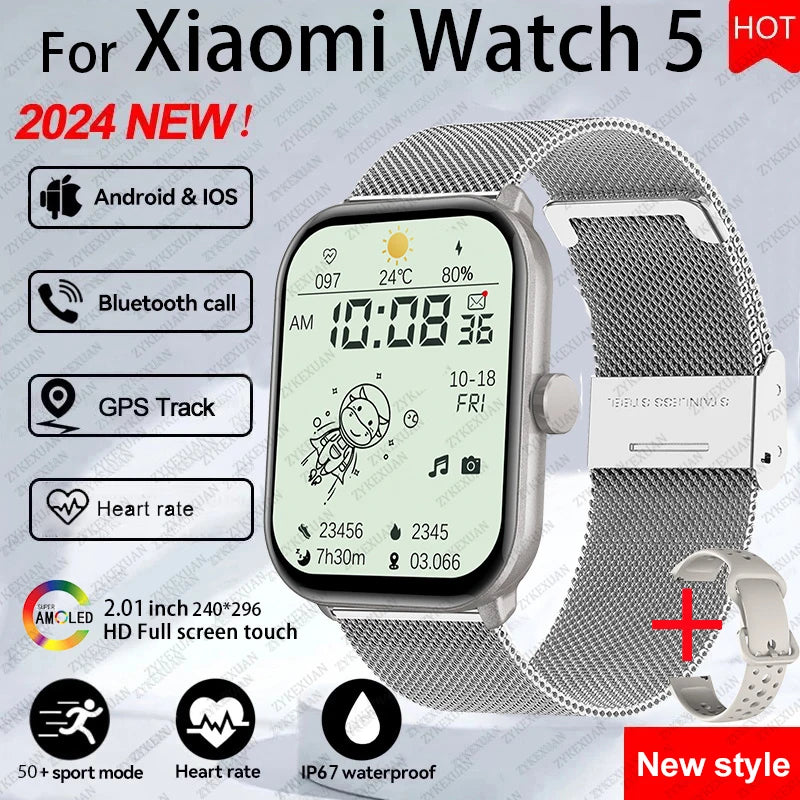 Watch 5 Smart Watch Men HD AMOLED Screen Fitness Tracker Heart Rate Bluetooth Call GPS Track Waterproof Sports SmartWatch Women