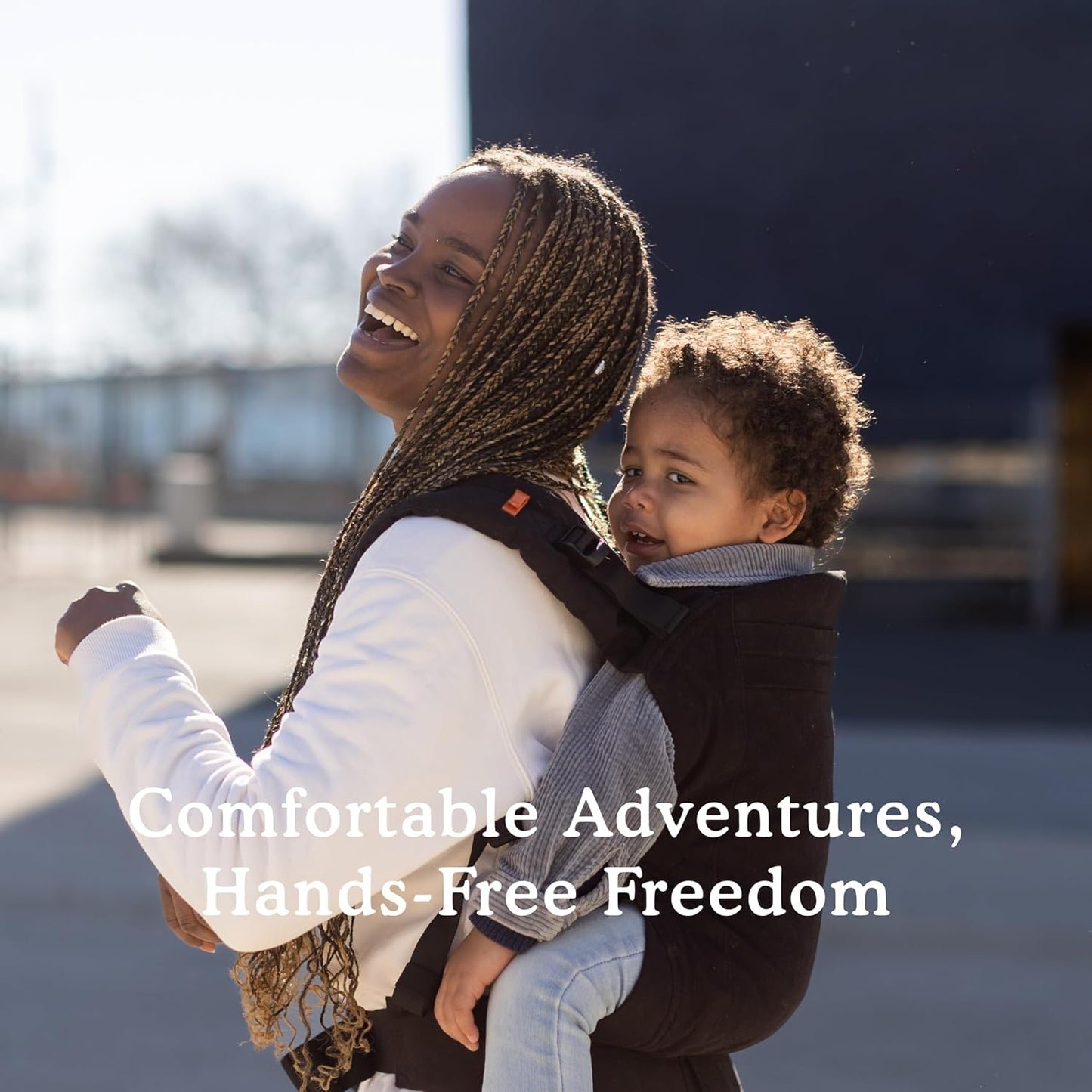 Baby Carrier Toddler Carrier with Extra Wide Seat, 100% Cotton Backpack Style and Front-Carry, Lightweight & Breathable Child Carrier, Toddler Sling Carrier 20-60 Lbs (Metro Black)