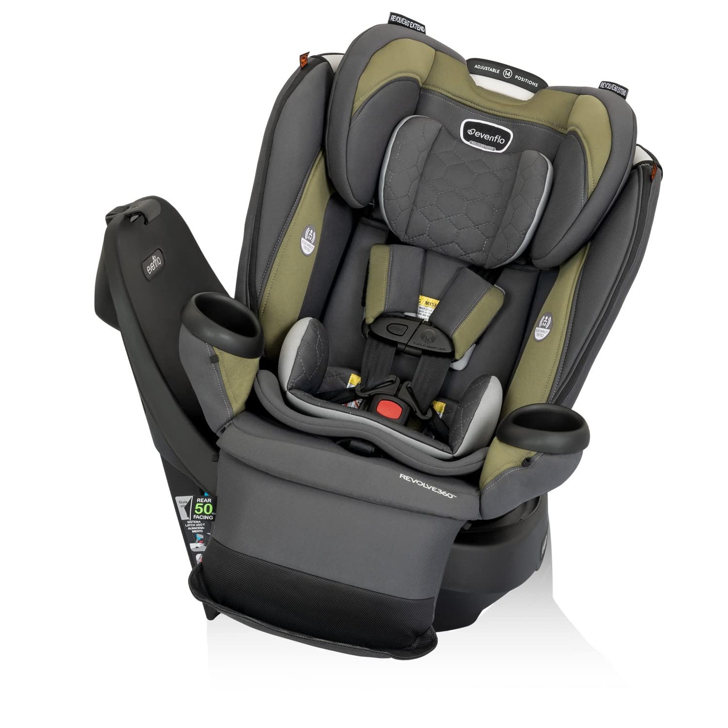 Revolve360 Extend Rotational All in 1 Convertible Car Seat, Rear Facing up to 50 Pounds with 360 Degree Rotation, Rockland Green