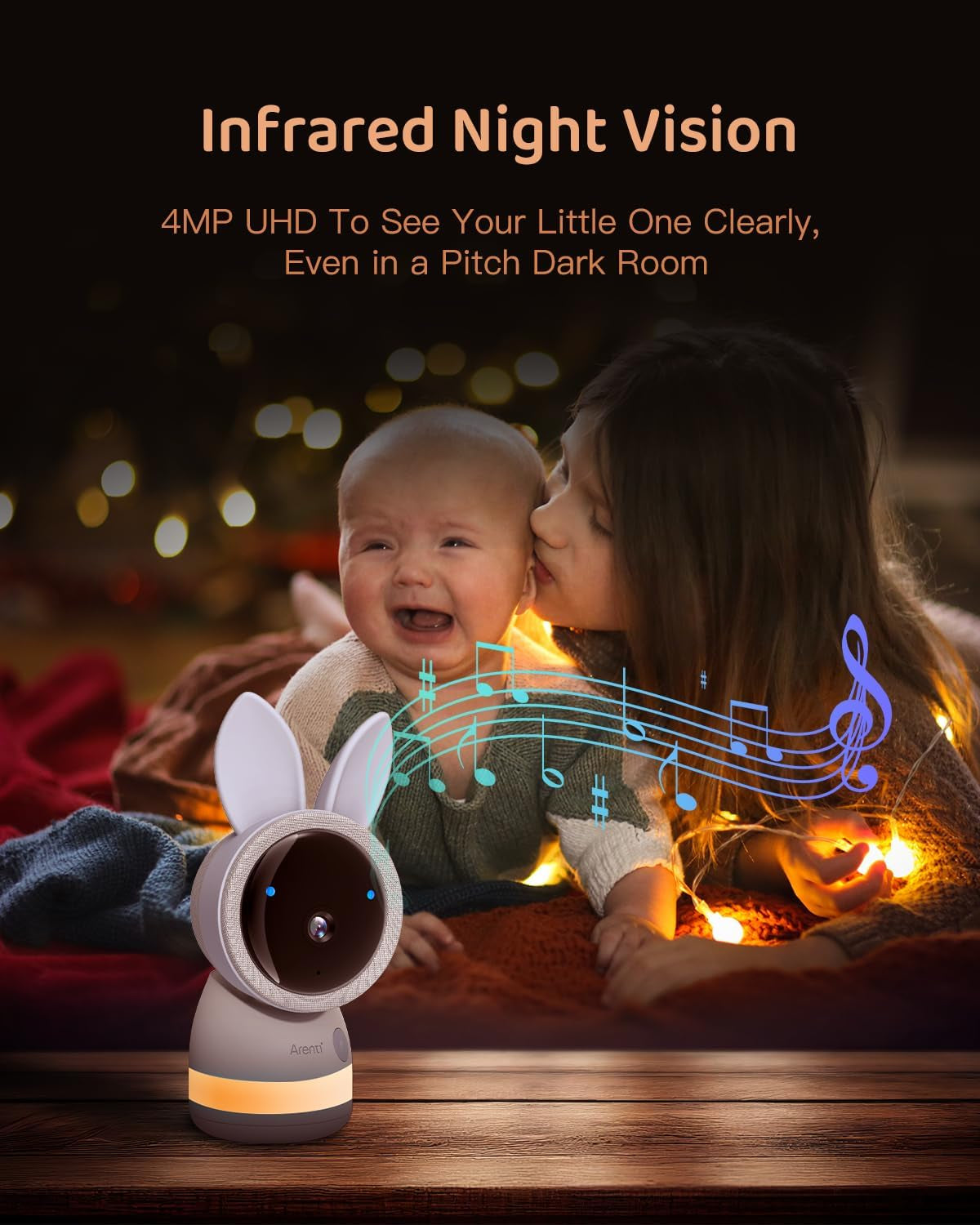 Upgraded Smart Baby Monitor,4Mp 5" HD 2.4G&5G Wifi Baby Monitor with Camera and Audio,Infrared Night Vision,Night Light, 2-Way Audio,Cry&Motion Detection,Temperature Sensor,App Control