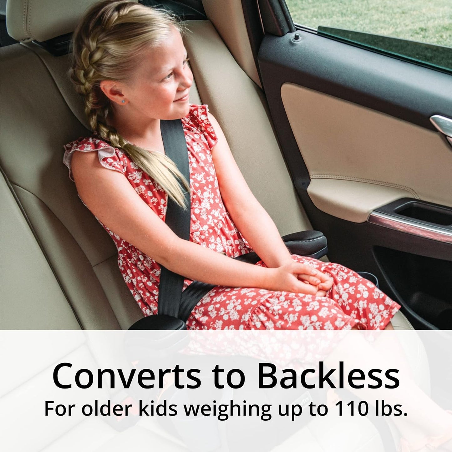 Kidfit Cleartex plus 2-In-1 Belt-Positioning Booster Car Seat, Backless and High Back Booster Seat, for Children Aged 4 Years and up and 40-100 Lbs. | Obsidian/Black