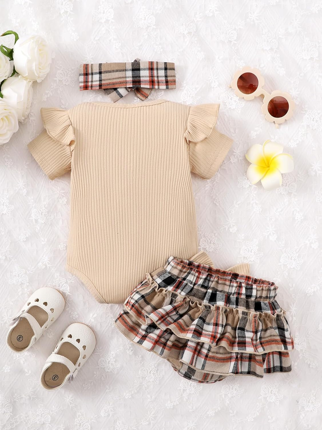 Newborn Baby Girl Clothes Outfits Cute Baby Ruffle Romper Pants with Headband Summer Clothing Set