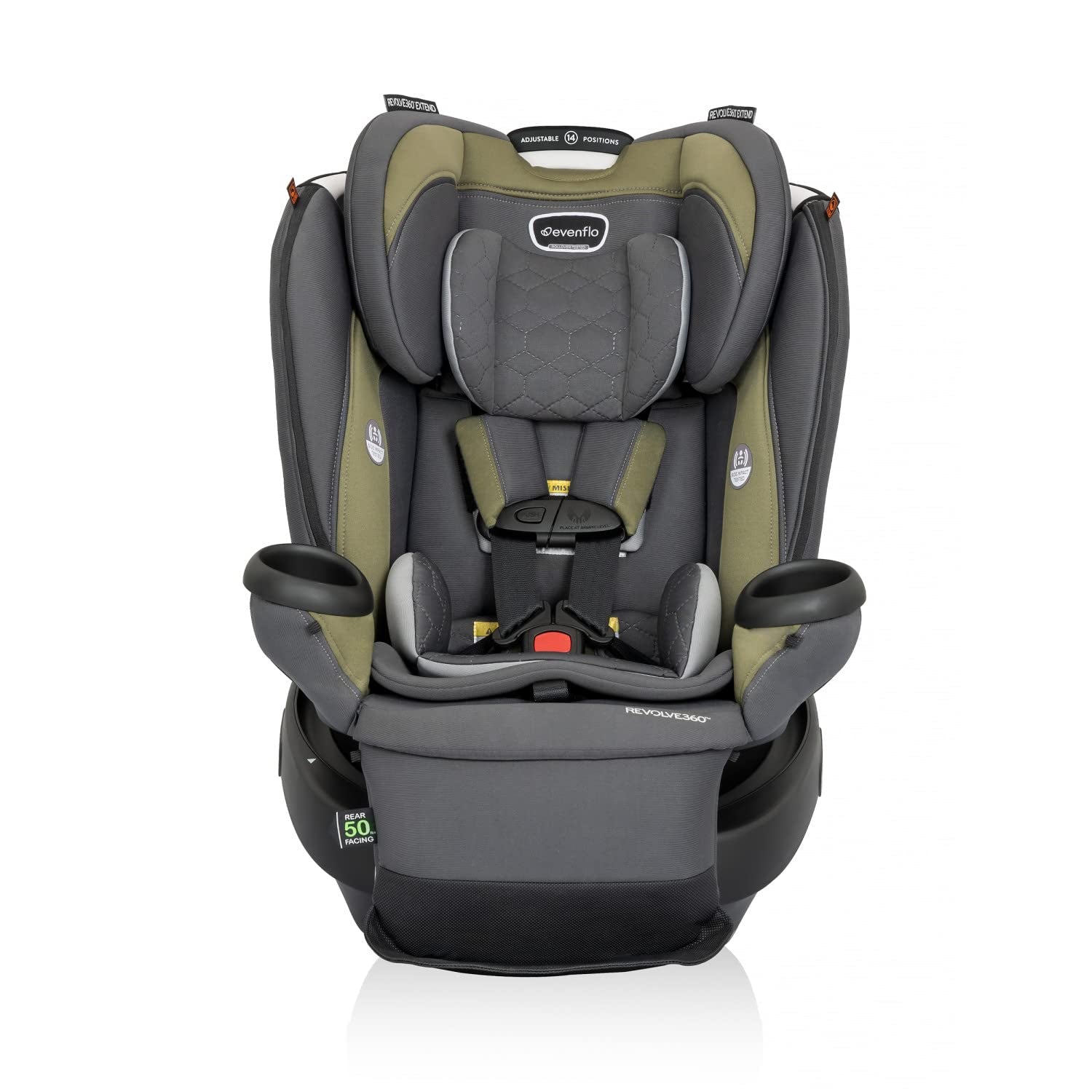 Revolve360 Extend Rotational All in 1 Convertible Car Seat, Rear Facing up to 50 Pounds with 360 Degree Rotation, Rockland Green