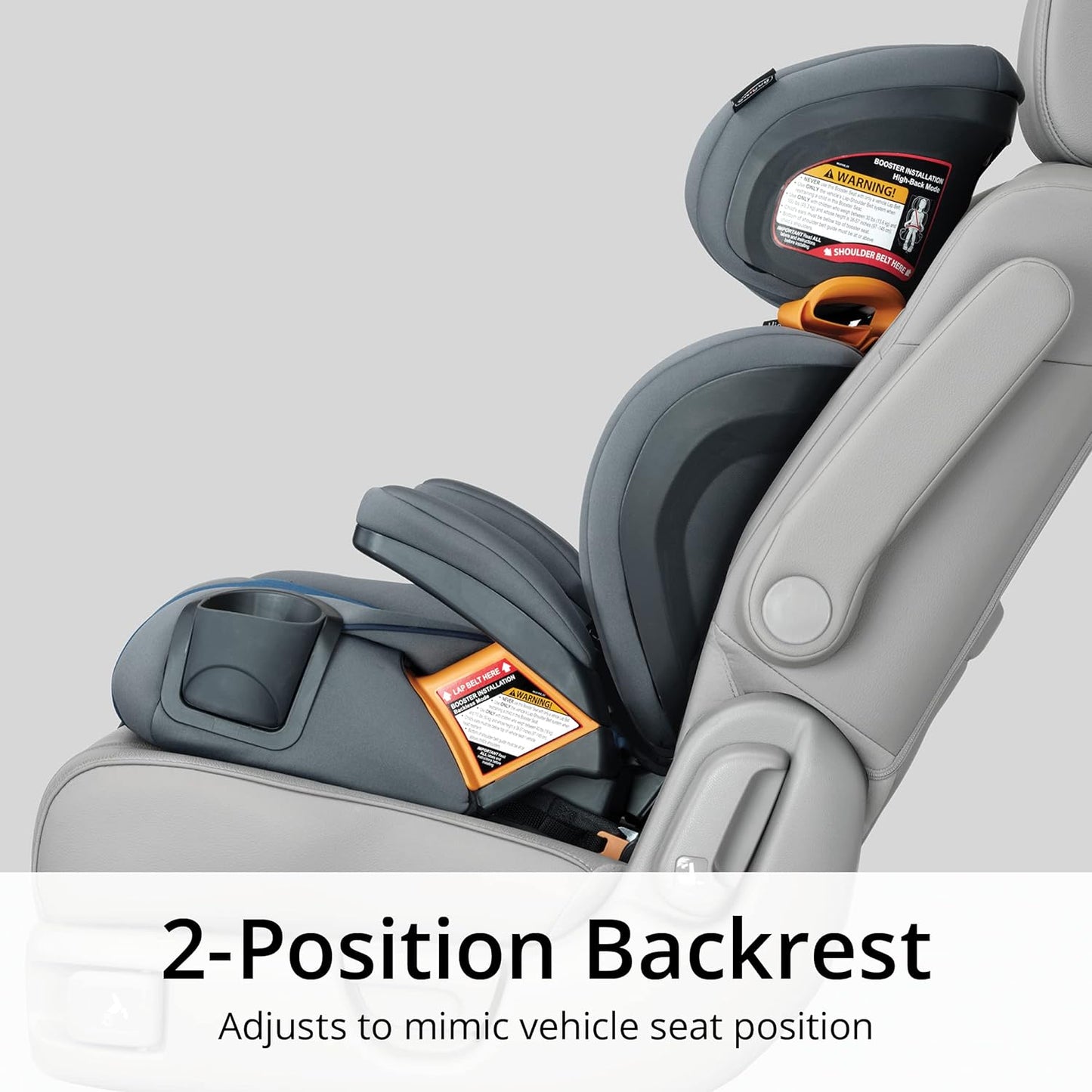 Kidfit Cleartex plus 2-In-1 Belt-Positioning Booster Car Seat, Backless and High Back Booster Seat, for Children Aged 4 Years and up and 40-100 Lbs. | Drift/Grey