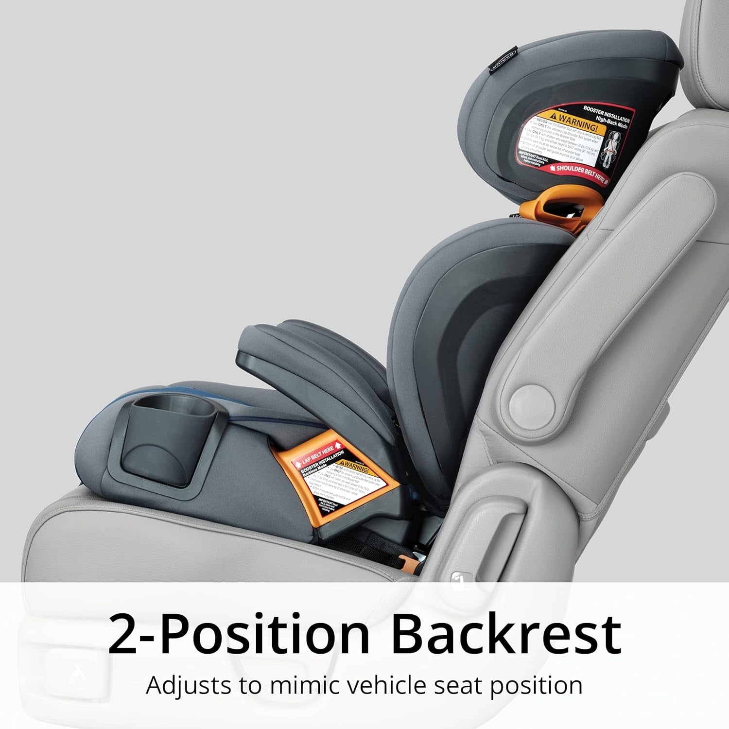 Kidfit Cleartex plus 2-In-1 Belt-Positioning Booster Car Seat, Backless and High Back Booster Seat, for Children Aged 4 Years and up and 40-100 Lbs. | Drift/Grey