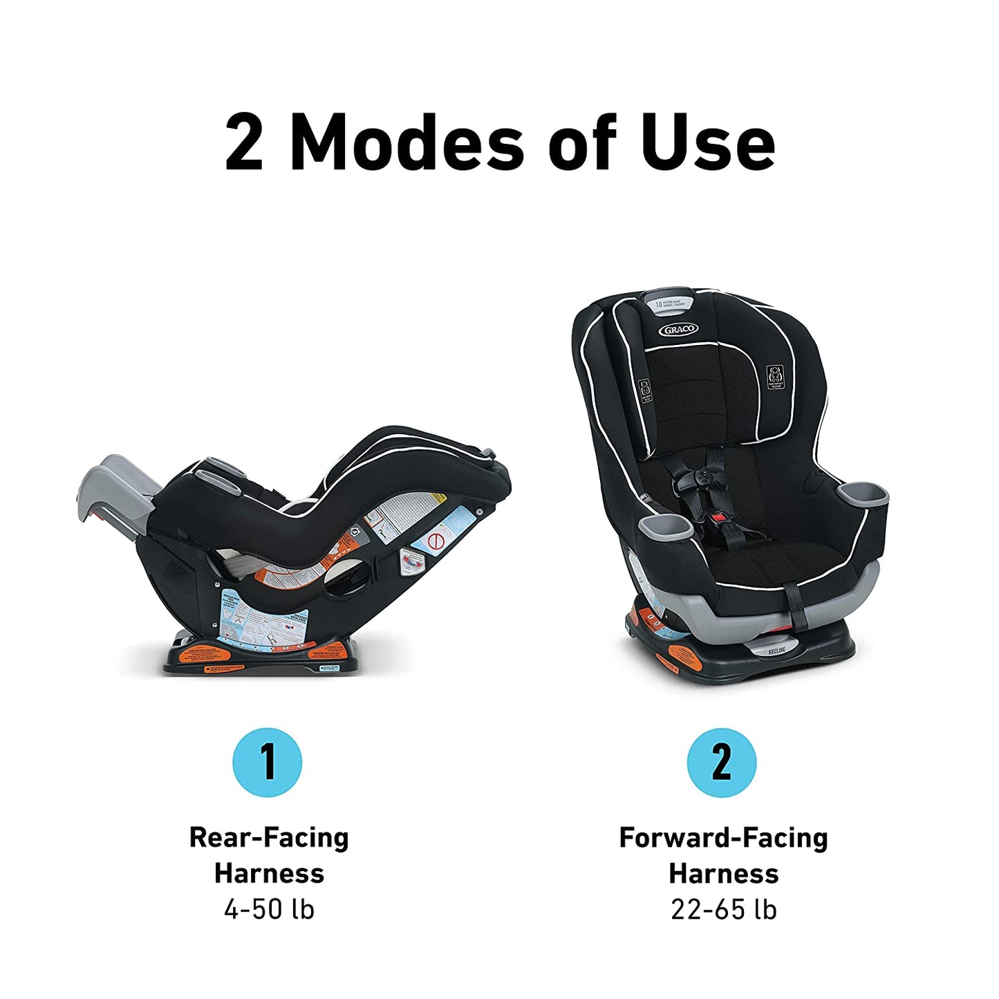 Extend2Fit Convertible Baby Car Seat, Rear and Forward Facing, Adjustable Extension Panel for Extra Legroom, Gotham