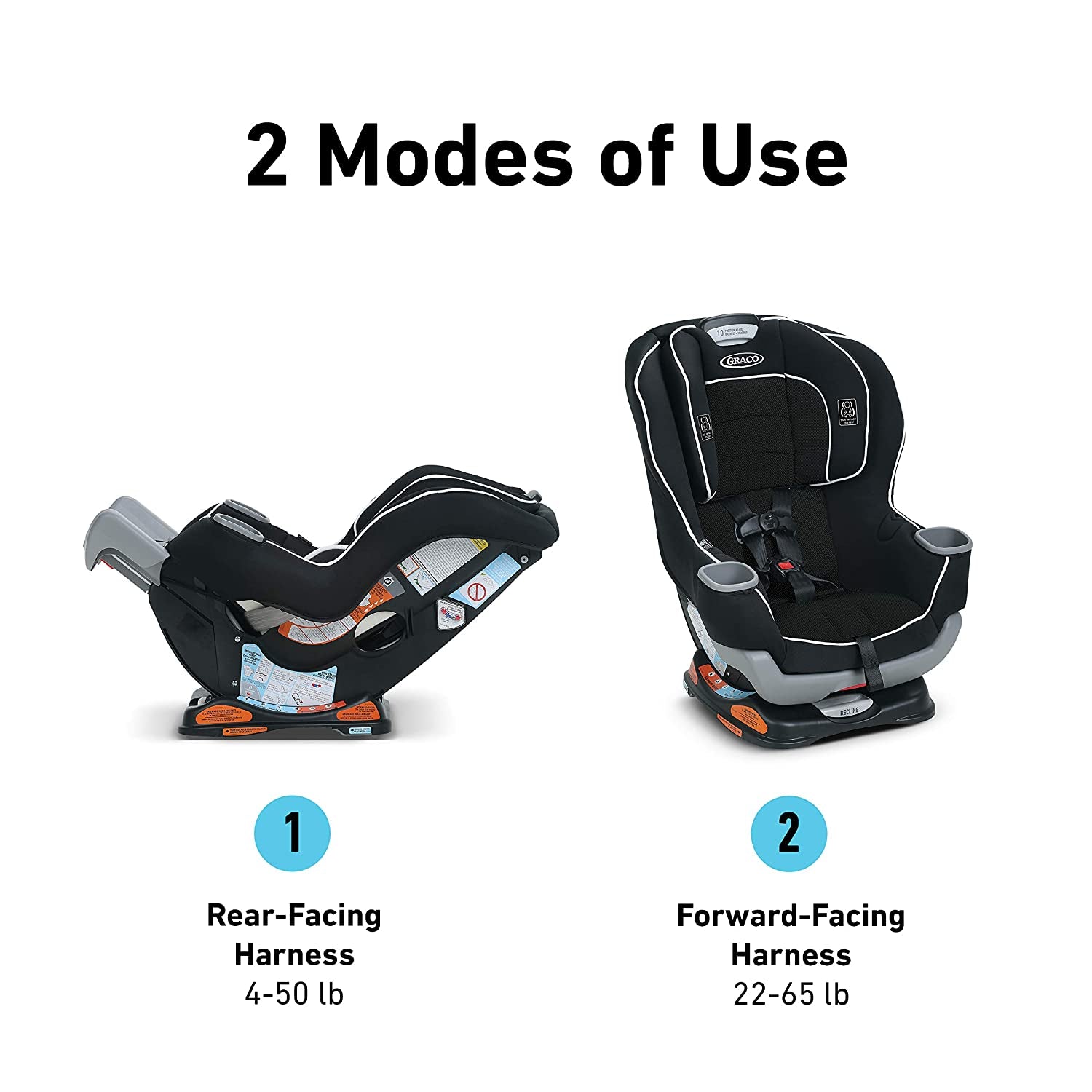 Extend2Fit Convertible Baby Car Seat, Rear and Forward Facing, Adjustable Extension Panel for Extra Legroom, Gotham