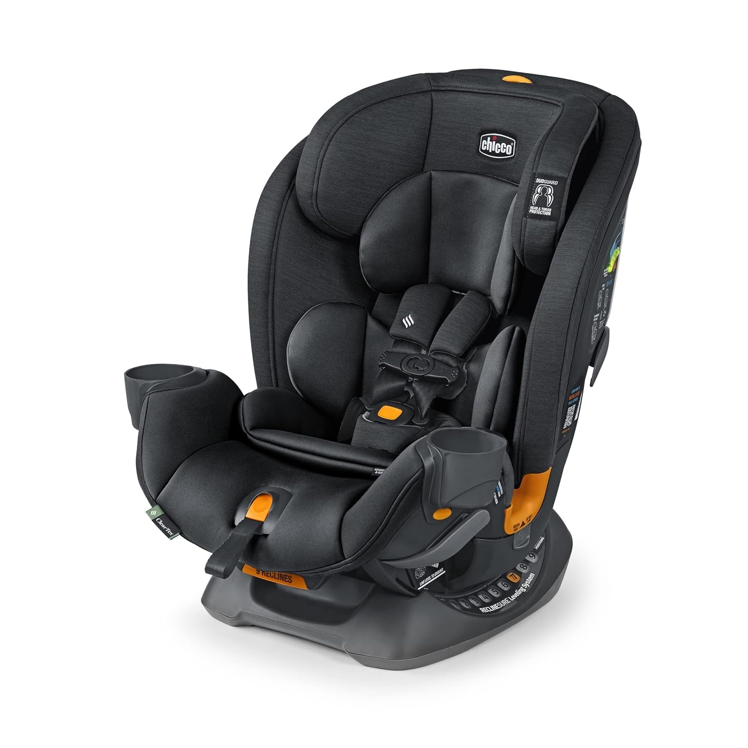 Onefit Cleartex All-In-One, Rear-Facing Seat for Infants 5-40 Lbs, Forward-Facing Car Seat 25-65 Lbs, Booster 40-100 Lbs, Convertible| Obsidian/Black